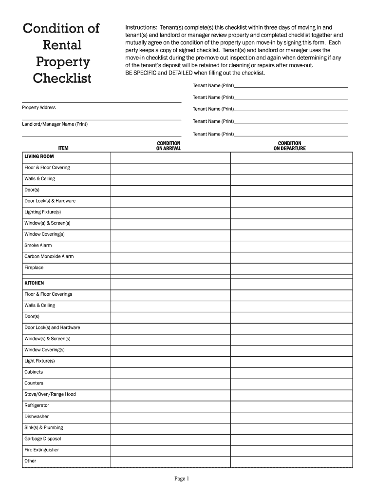 Rental Inspection Checklist - Fill Online, Printable, Fillable, Blank   pdfFiller In Rental Inspection Checklist Template In Rental Inspection Checklist Template