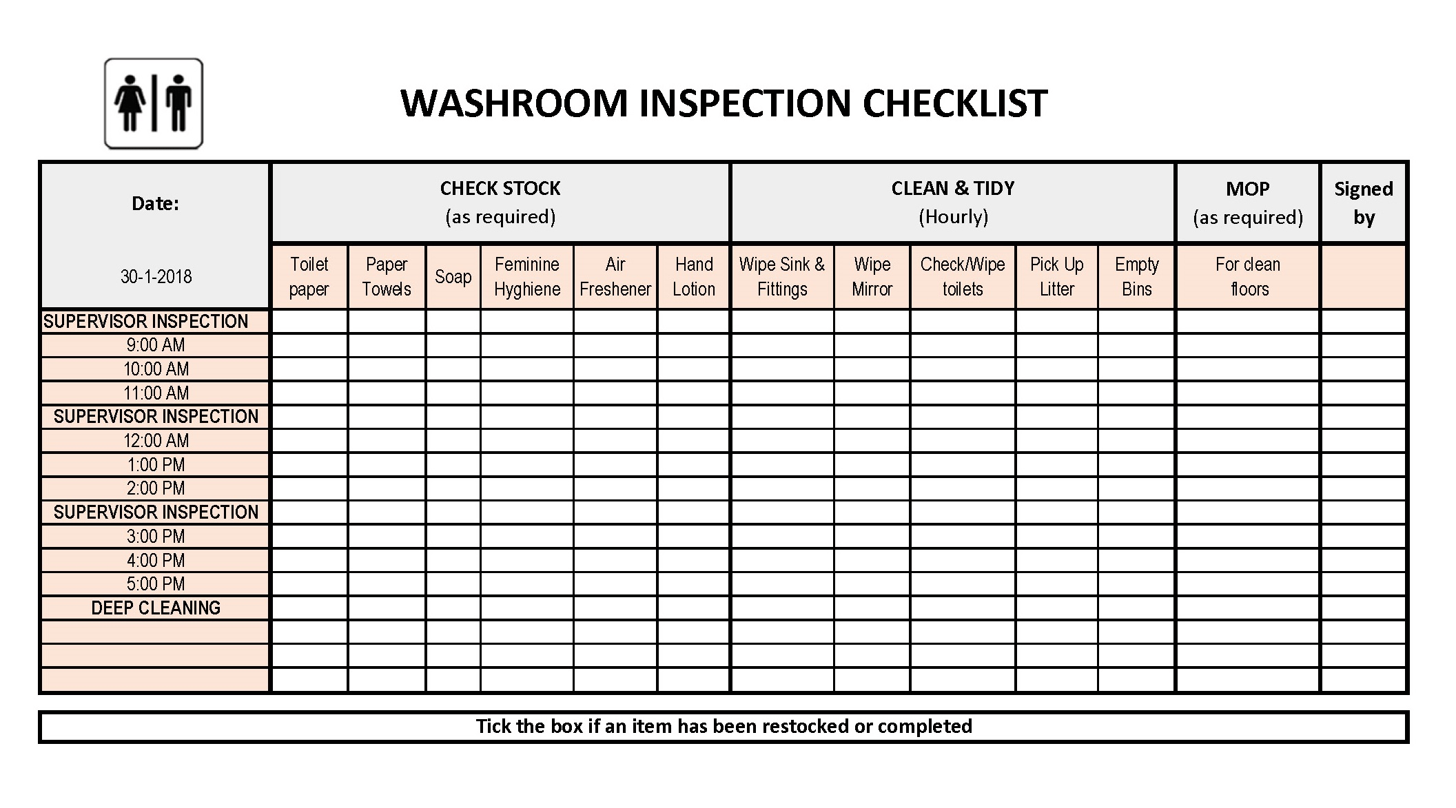 Restroom Cleaning Checklist - Premium Schablone Inside Bathroom Cleaning Checklist Template Pertaining To Bathroom Cleaning Checklist Template