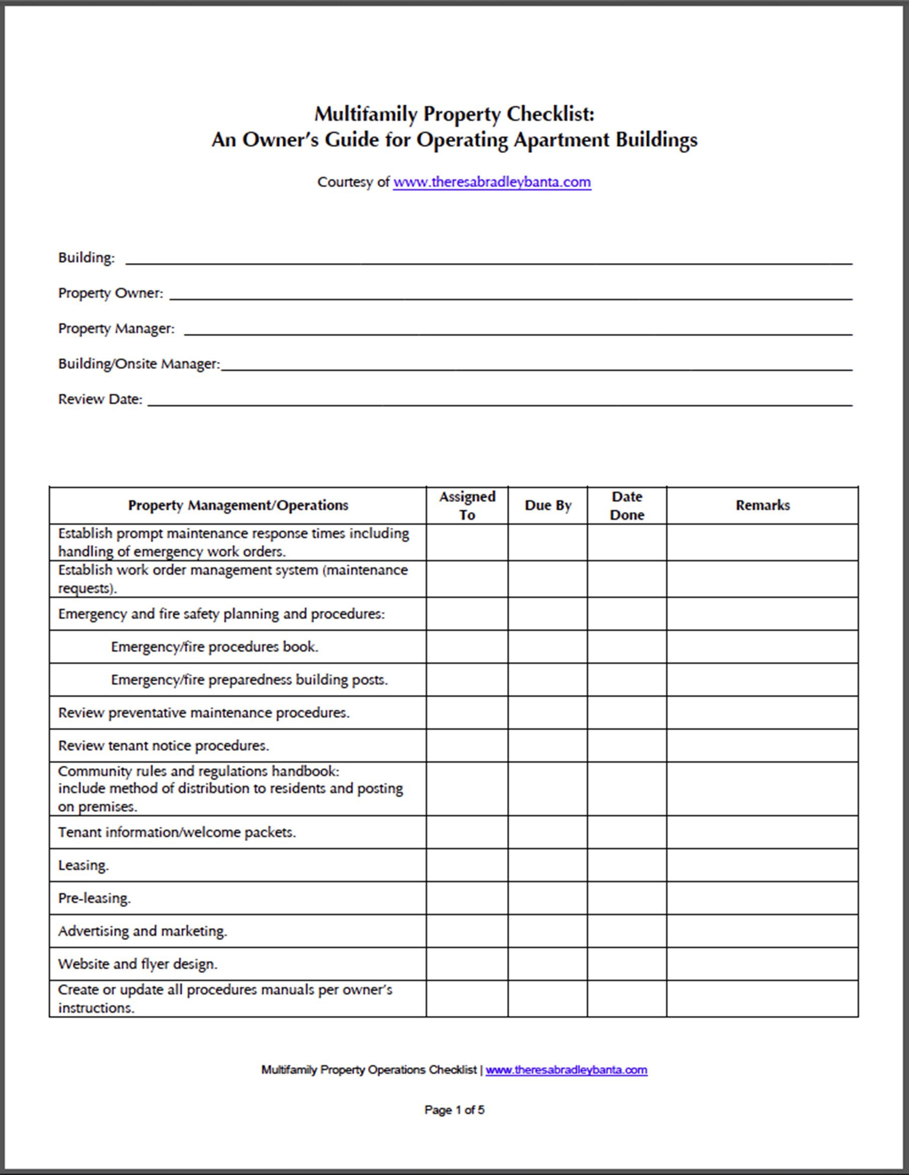 Safety Checklist Template Simple Apartment Building Maintenance  Throughout Facility Maintenance Checklist Template For Facility Maintenance Checklist Template