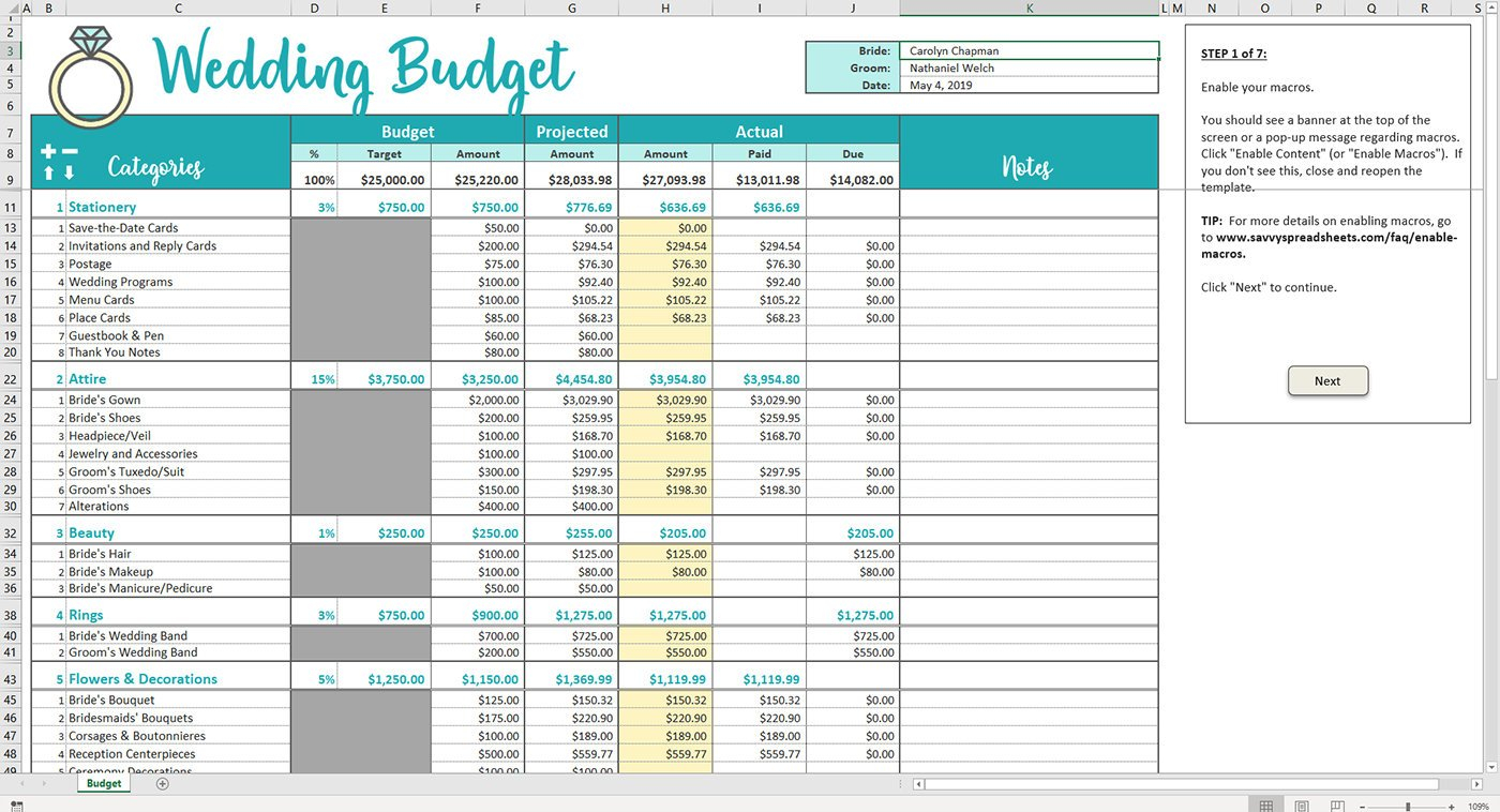 Savvy Spreadsheets - Wedding Budget Spreadsheets Regarding Best Wedding Budget Template Regarding Best Wedding Budget Template