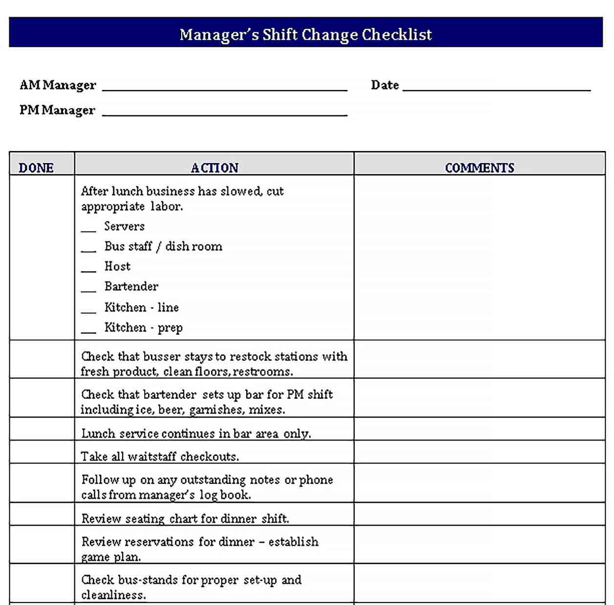 Shift Change Checklist Template  Regarding Front Desk Checklist Template Pertaining To Front Desk Checklist Template