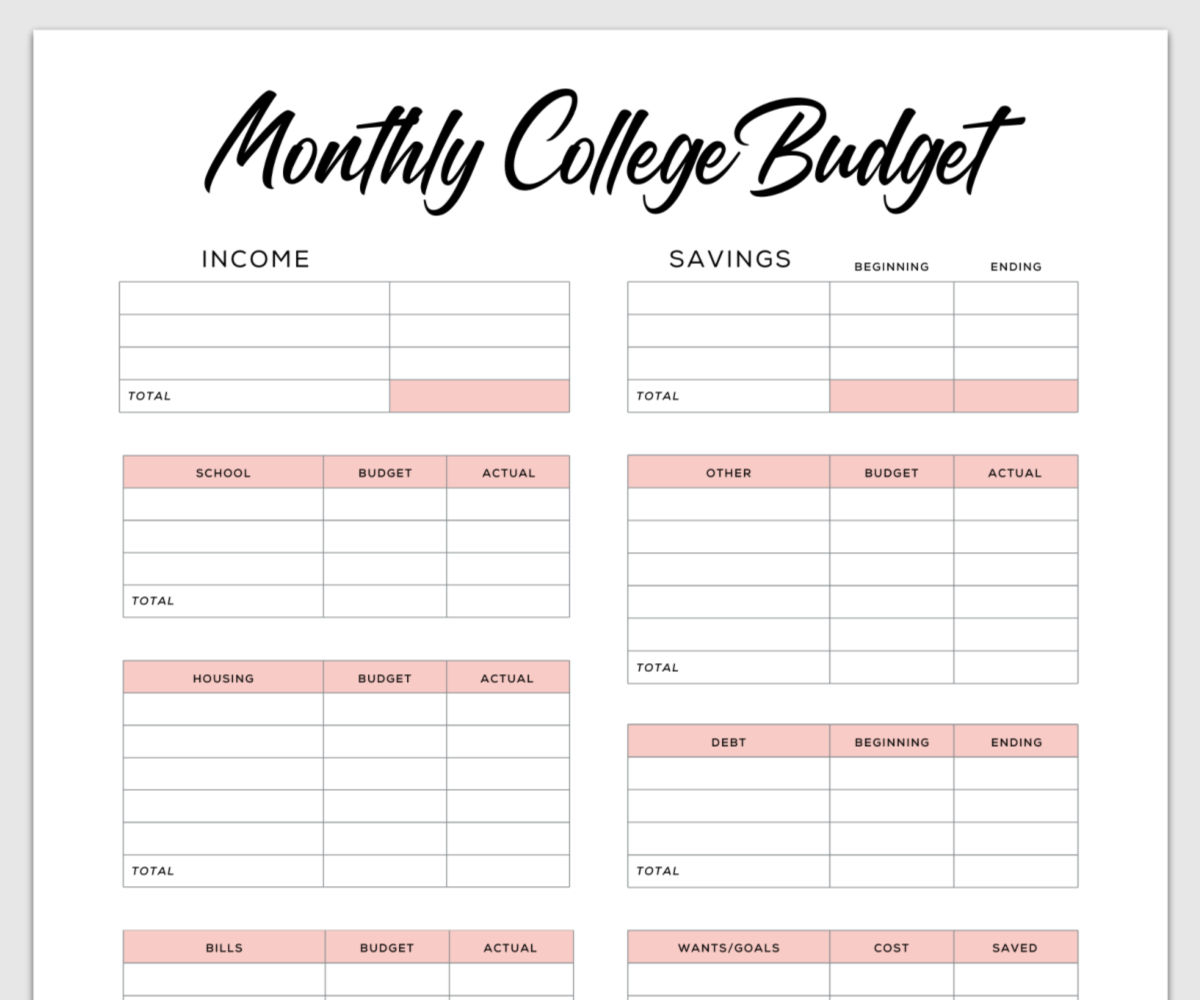 Simple Budget Template for College Students (Free PDF) For Budget For College Students Template With Budget For College Students Template