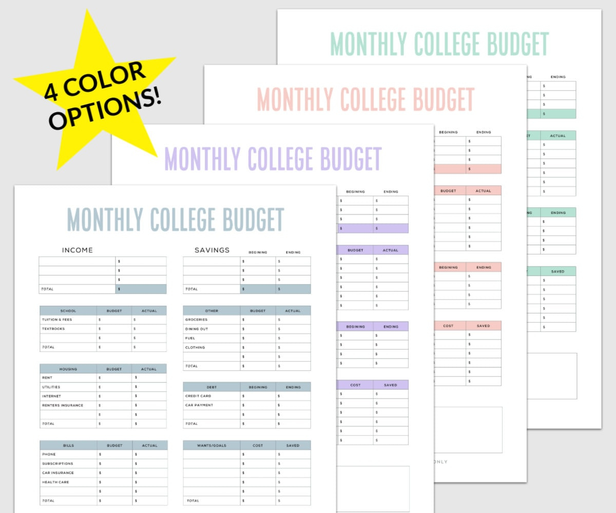 Simple Budget Template for College Students (Free PDF) Throughout Budget For College Students Template With Regard To Budget For College Students Template