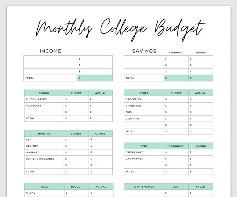 Simple Budget Template for College Students (Free PDF) With University Student Budget Template Within University Student Budget Template