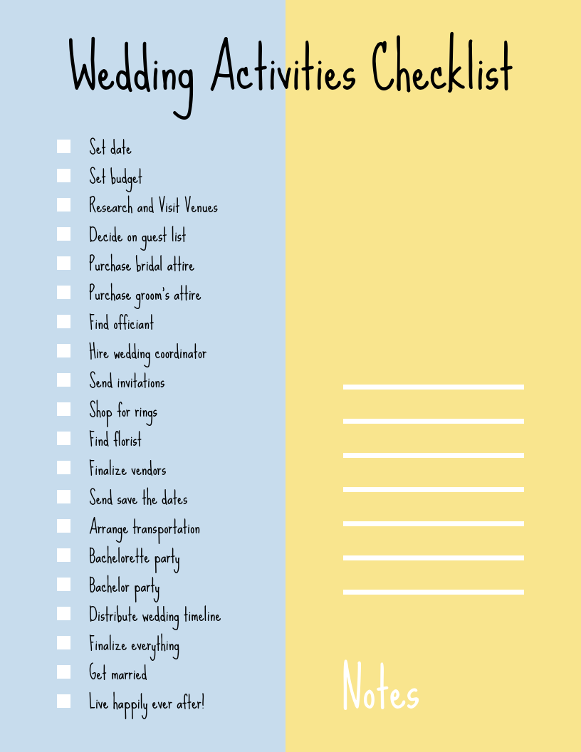 Simple Handwritten Wedding Checklist Template With Regard To Wedding Photo Checklist Template Pertaining To Wedding Photo Checklist Template