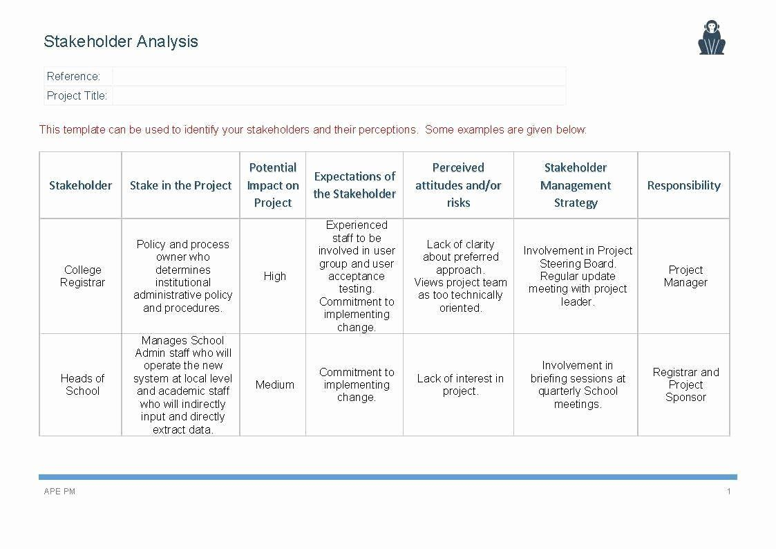 Stakeholder Analysis Template Ape Project Management – Cute11 Within Stakeholder Analysis Template Project Management For Stakeholder Analysis Template Project Management
