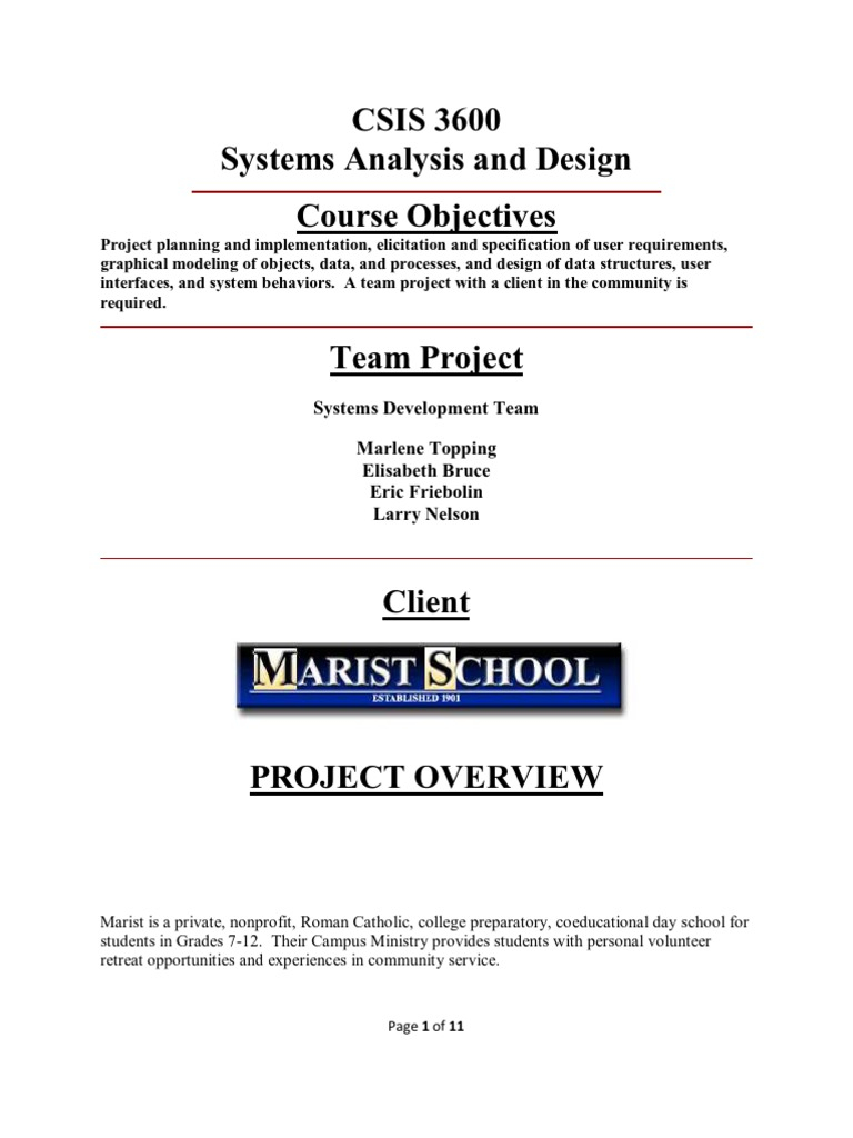 Systems Analysis And Design Example Project  Architect  Databases Throughout System Analysis And Design Document Template
