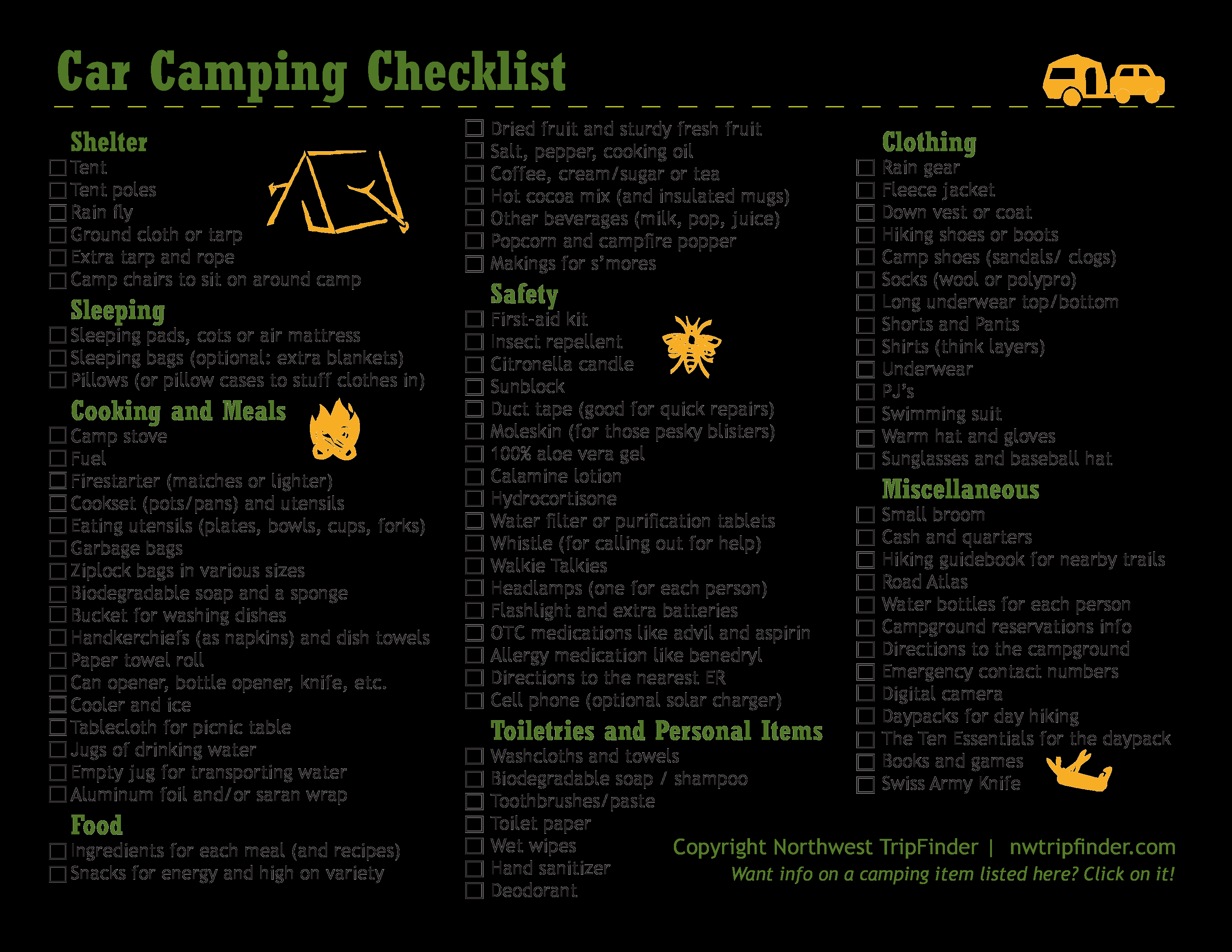 Télécharger Gratuit Car Camping Checklist For Camping Checklist Template Intended For Camping Checklist Template