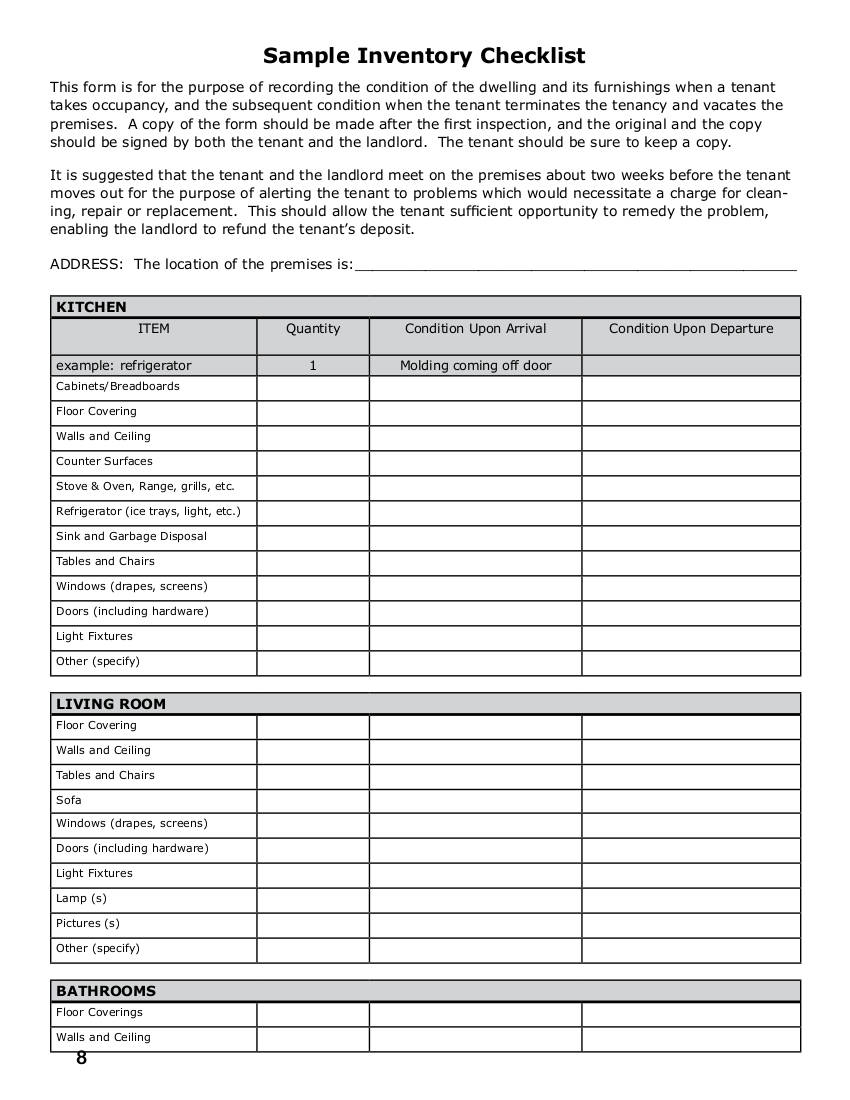 template : 11 Landlord Inventory Examples  Examples Within  With Regard To Rental Inventory Checklist Template For Rental Inventory Checklist Template