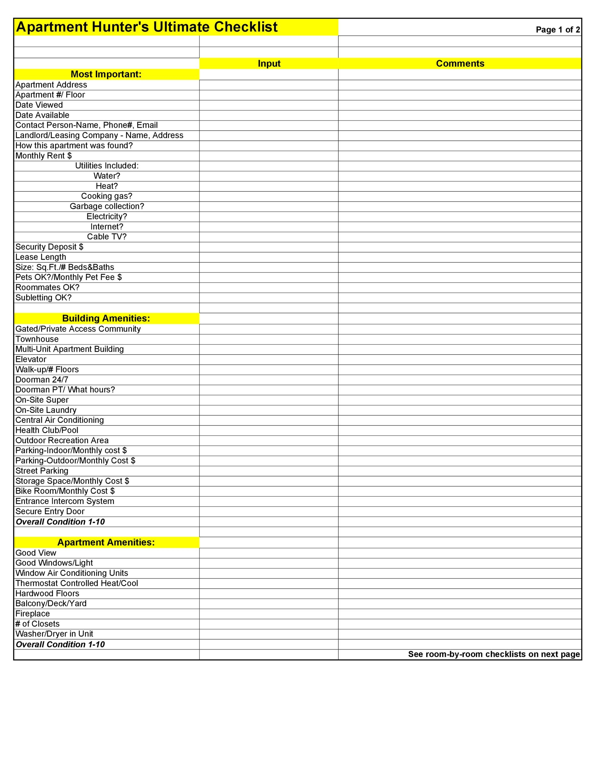 template : Apartment Evaluation Checklist  Templates At For  Inside Apartment Hunting Checklist Template Regarding Apartment Hunting Checklist Template