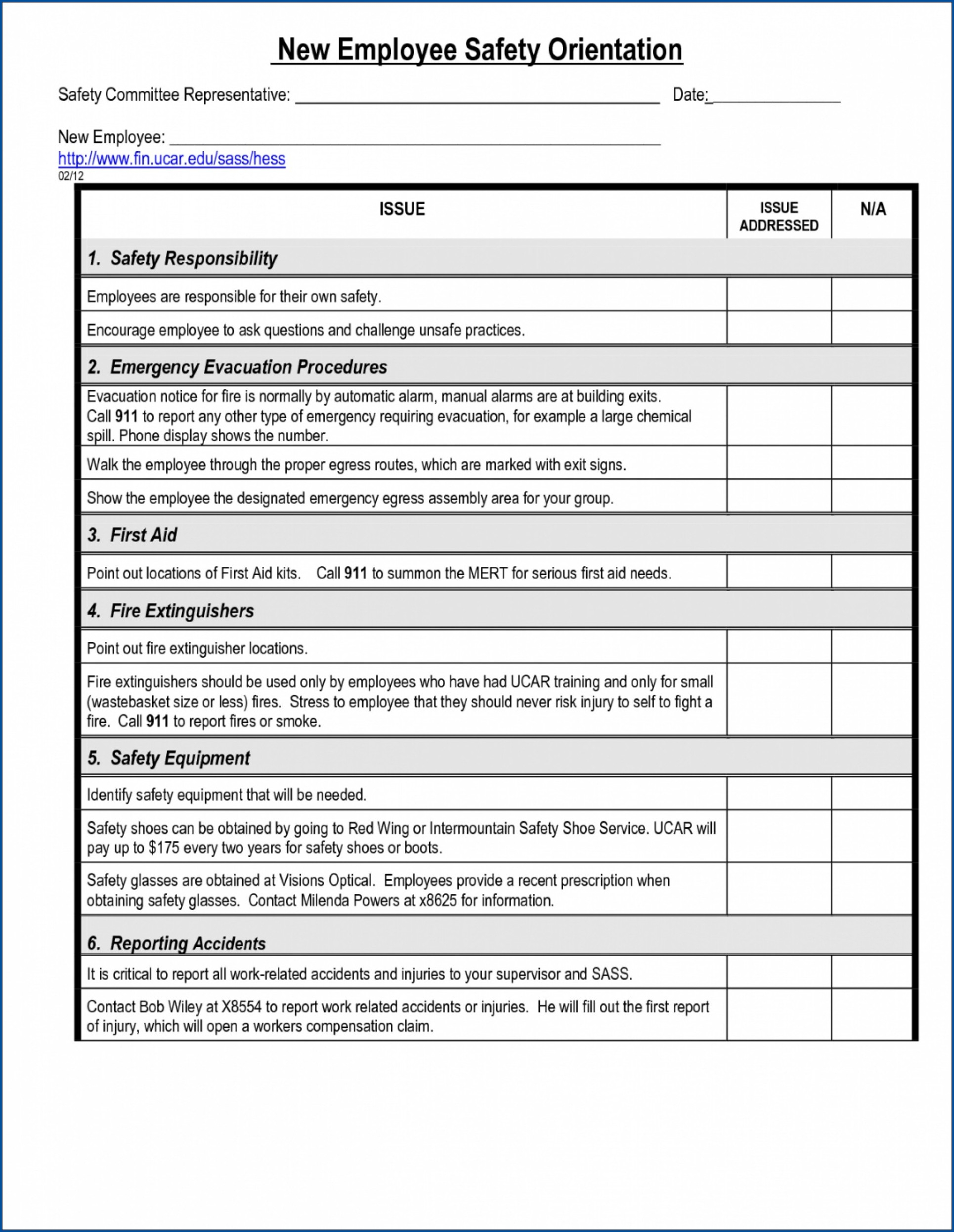 template : New Employee Safety Orientation Checklist  Templates  Pertaining To New Employee Training Checklist Template With Regard To New Employee Training Checklist Template