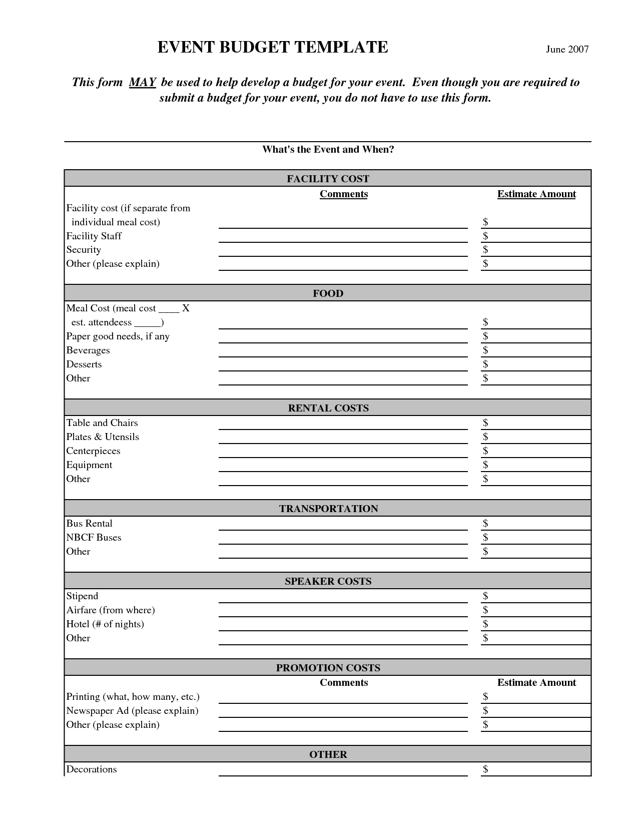 template : Party Planner Template  Event Budget Template June  For Party Planning Budget Template With Regard To Party Planning Budget Template
