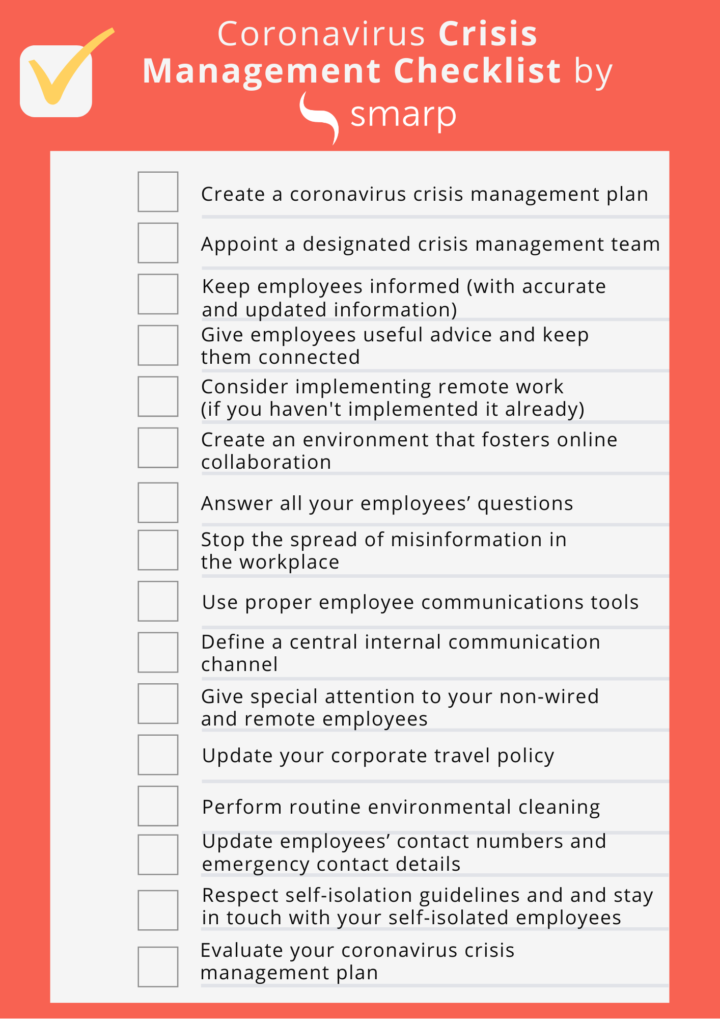 The Ultimate COVID-11 Crisis Management Checklist for Employers Throughout Crisis Management Checklist Template Within Crisis Management Checklist Template