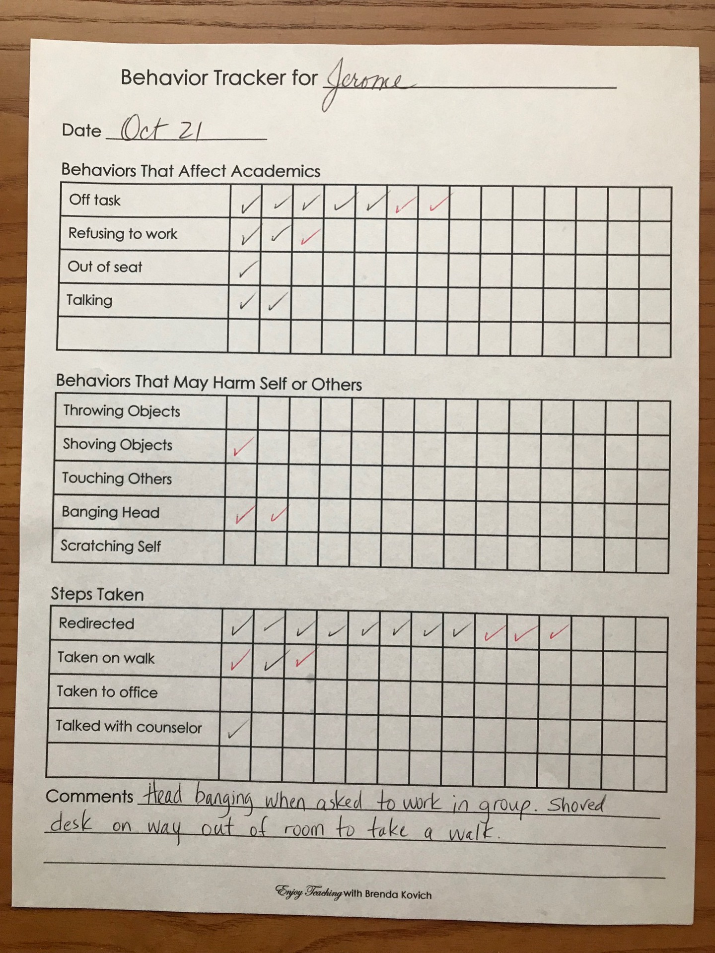 This Is the Perfect Way to Track Student Behavior in the Classroom For Student Behavior Checklist Template Pertaining To Student Behavior Checklist Template
