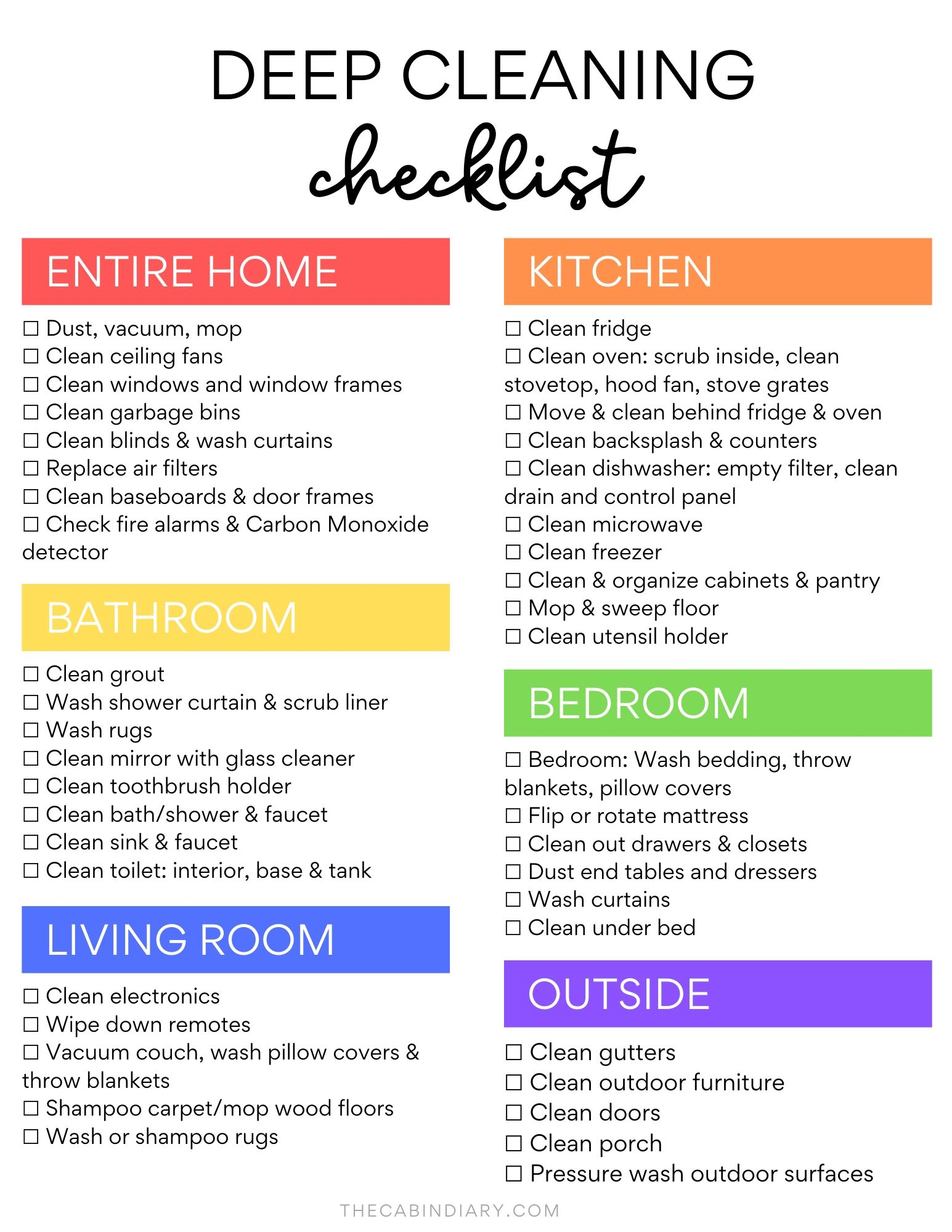 Ultimate Deep Cleaning Checklist + ROOM BY ROOM PRINTABLE With Deep Cleaning Checklist Template Throughout Deep Cleaning Checklist Template