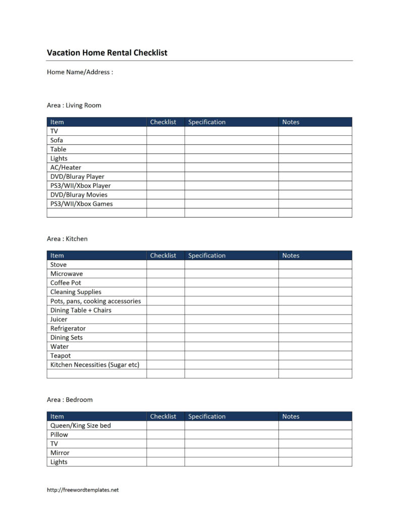 Vacation Home Rental Checklist Template For Apartment Hunting Checklist Template