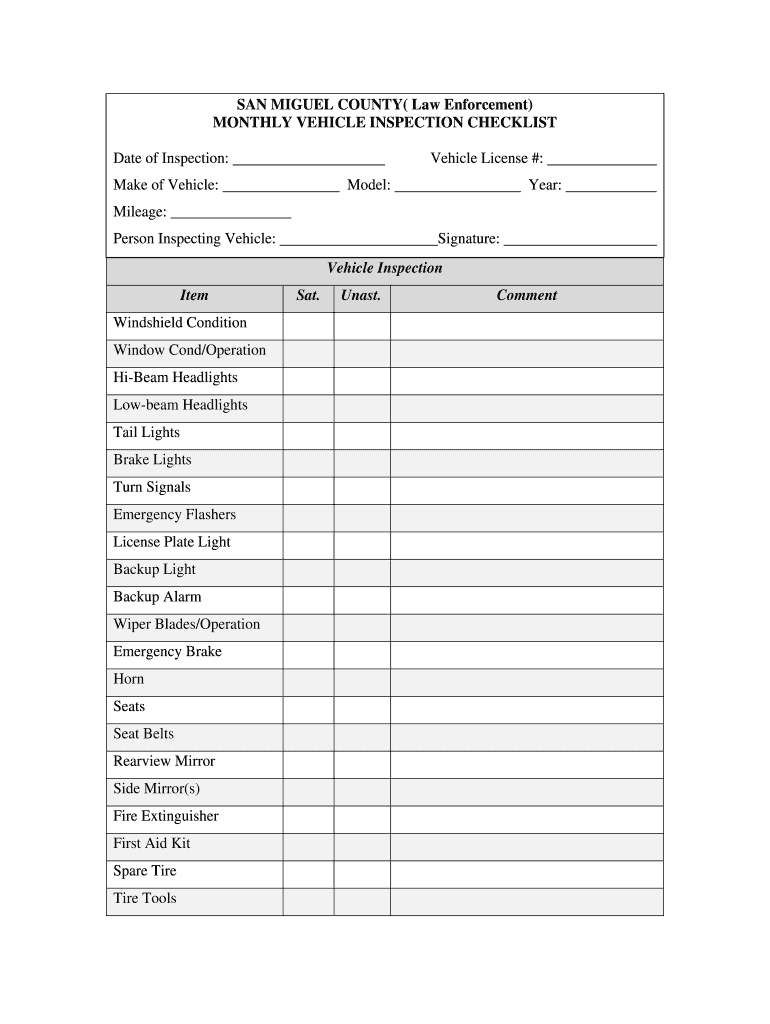 Vehicle Inspection Checklist Pdf - Fill Online, Printable, Fillable, Blank   pdfFiller Inside Vehicle Safety Inspection Checklist Template With Regard To Vehicle Safety Inspection Checklist Template