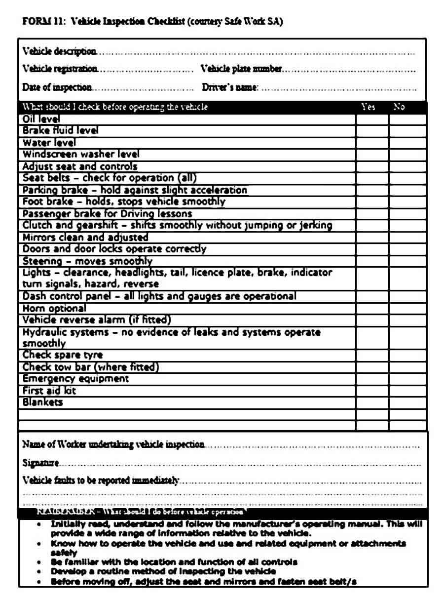 Vehicle Inspection Checklist Template  Mous Syusa Regarding Daily Vehicle Inspection Checklist Template Throughout Daily Vehicle Inspection Checklist Template