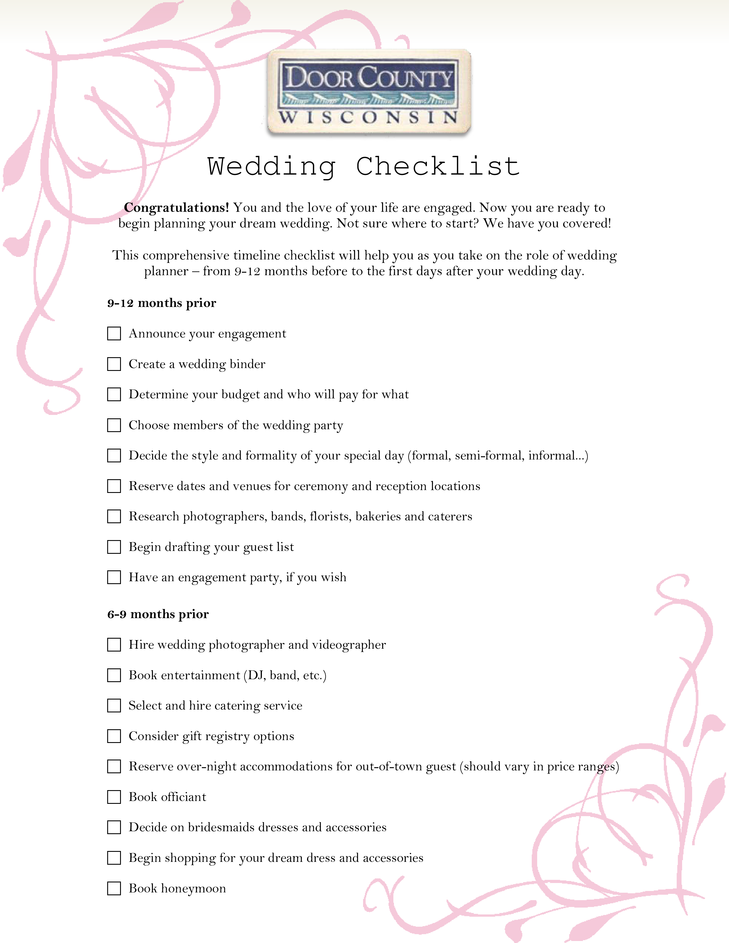 免费Wedding Day Items Checklist  样本文件在allbusinesstemplates In Wedding Dj Checklist Template