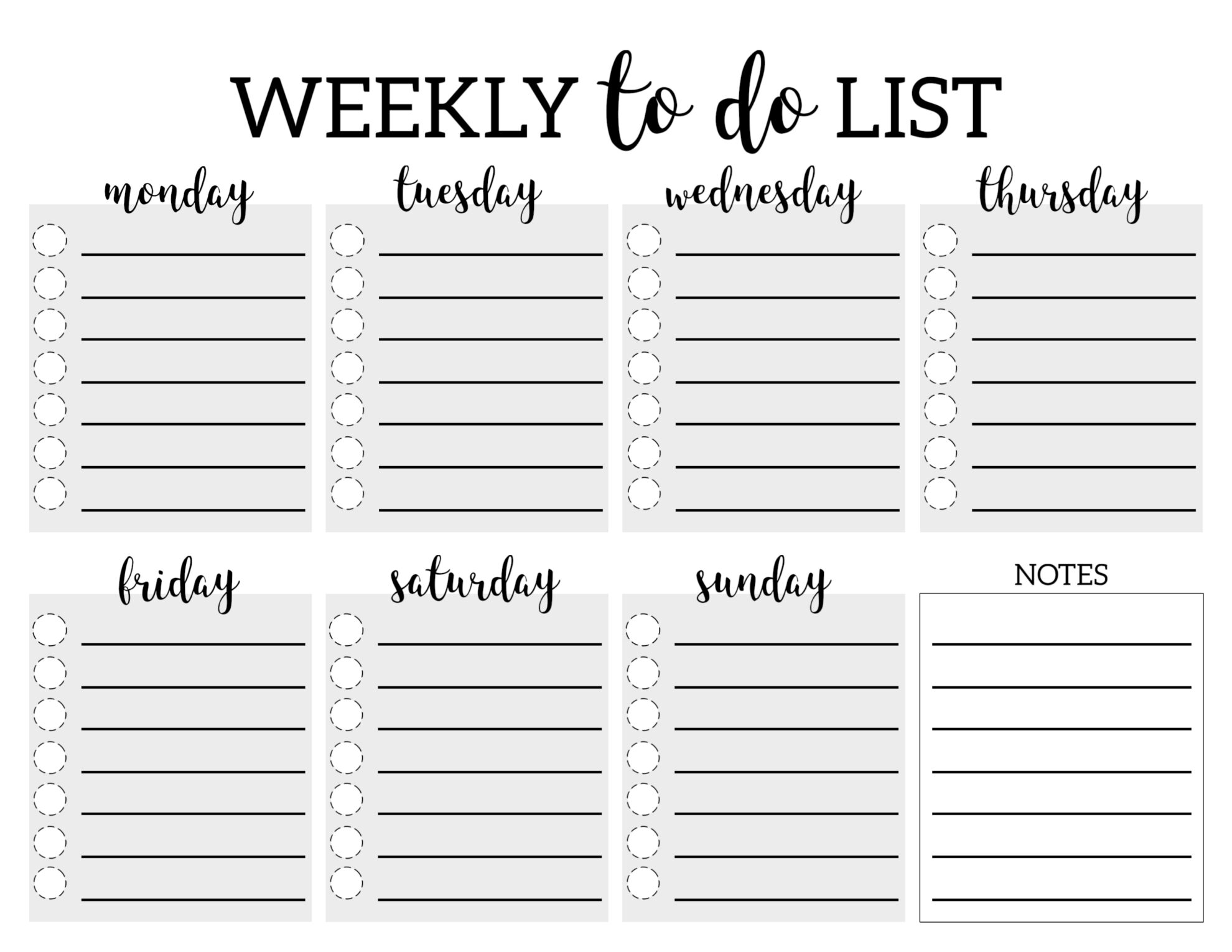Weekly To Do List Printable Checklist Template  Paper Trail Design Inside Checklist With Boxes Template Within Checklist With Boxes Template