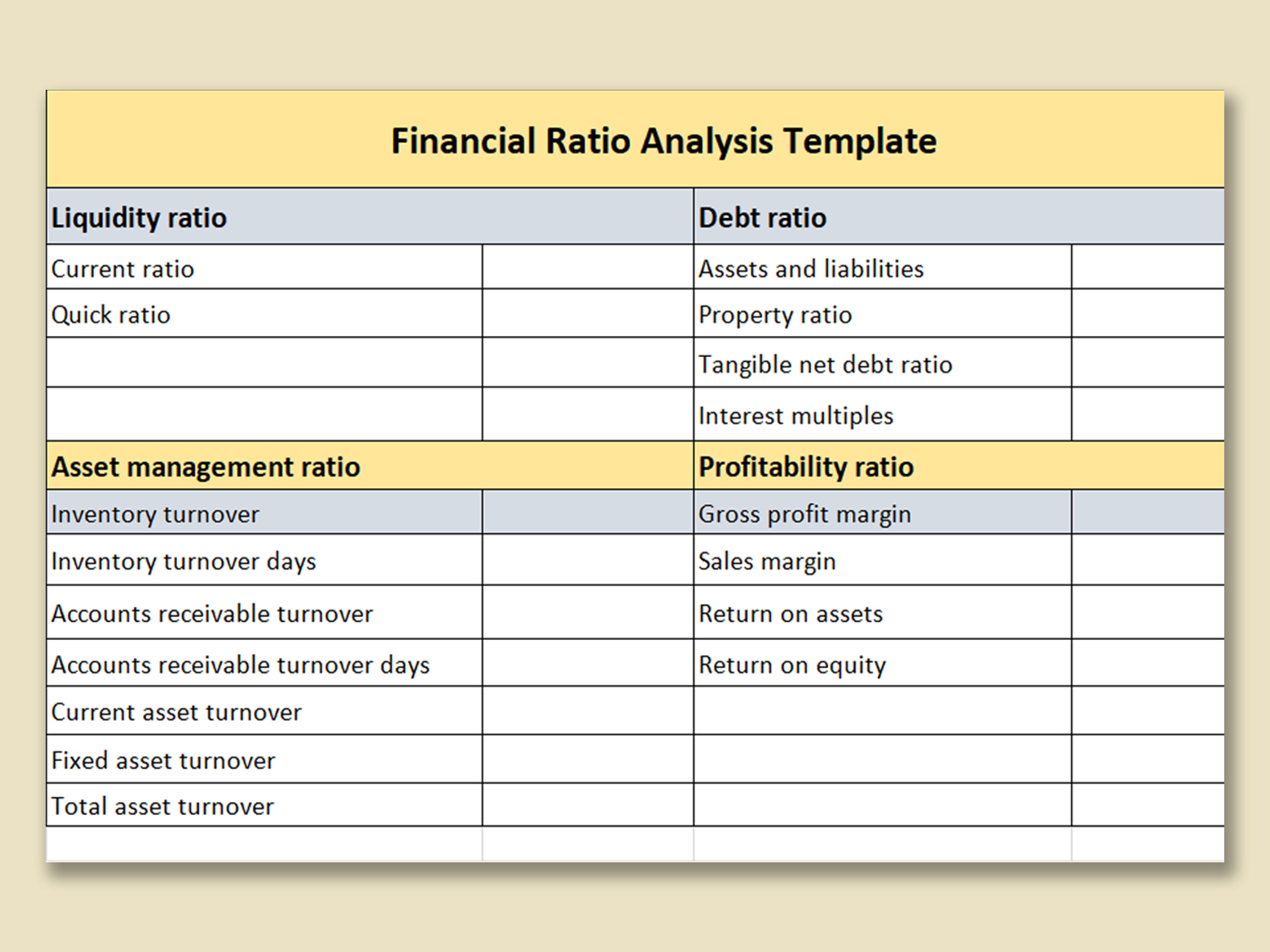 WPS Template - Free Download Writer, Presentation & Spreadsheet  Intended For Financial Ratios Analysis Template For Financial Ratios Analysis Template